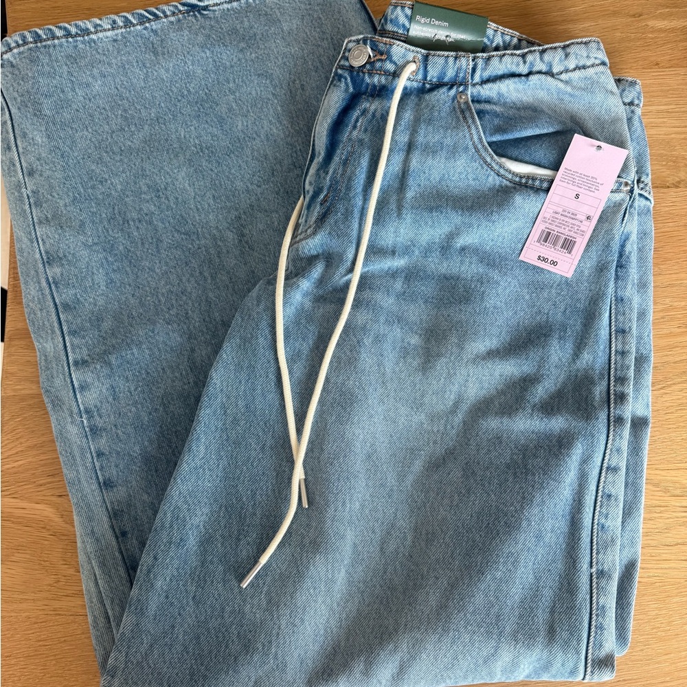 wild fable Light Blue Wide-Leg Drawstring Jeans